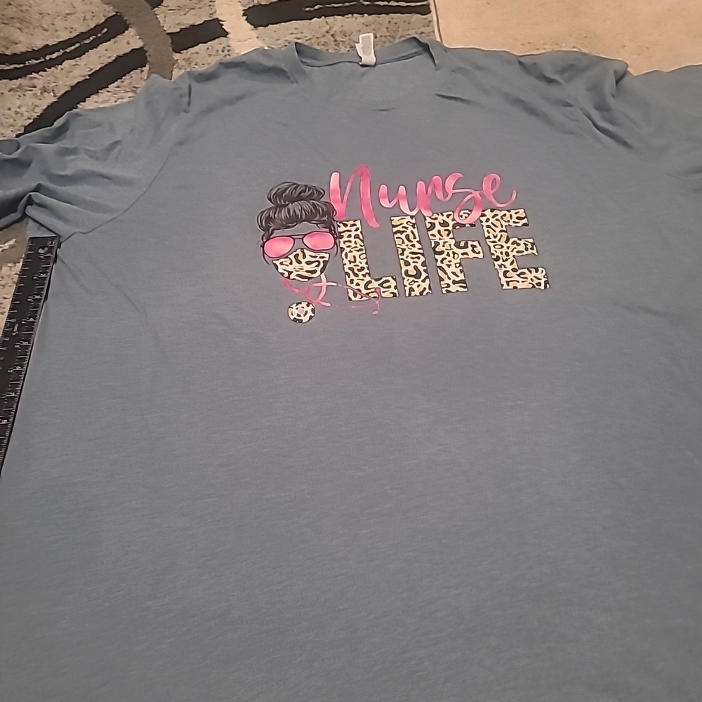 Bella Canvas Blue Tee with 'Nurse Life' Graphic - Picture 5 of 9